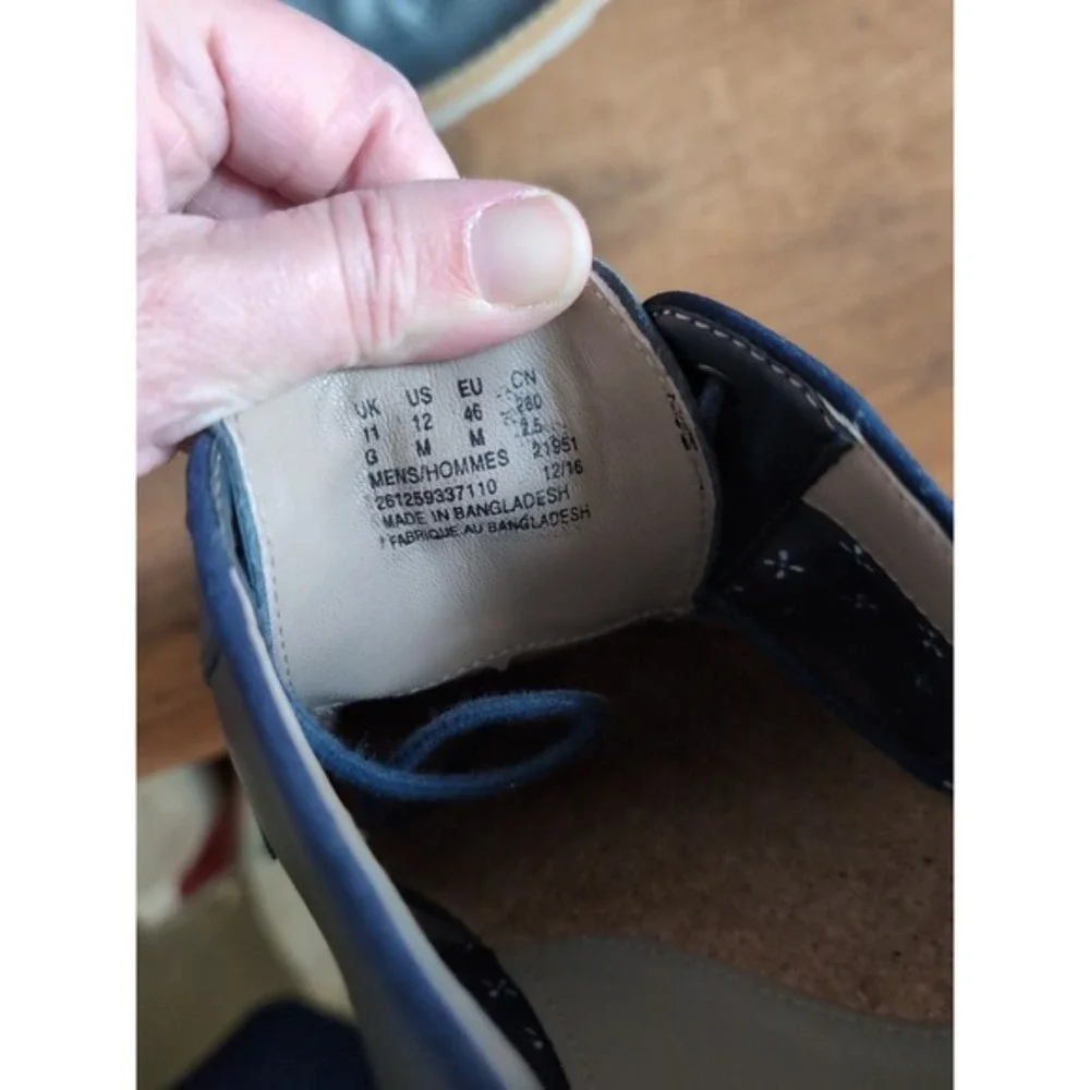 Clarks Men's 12 Wing Tip Leather Casual Lace-up Oxfords Blue 21951, Wedding Work